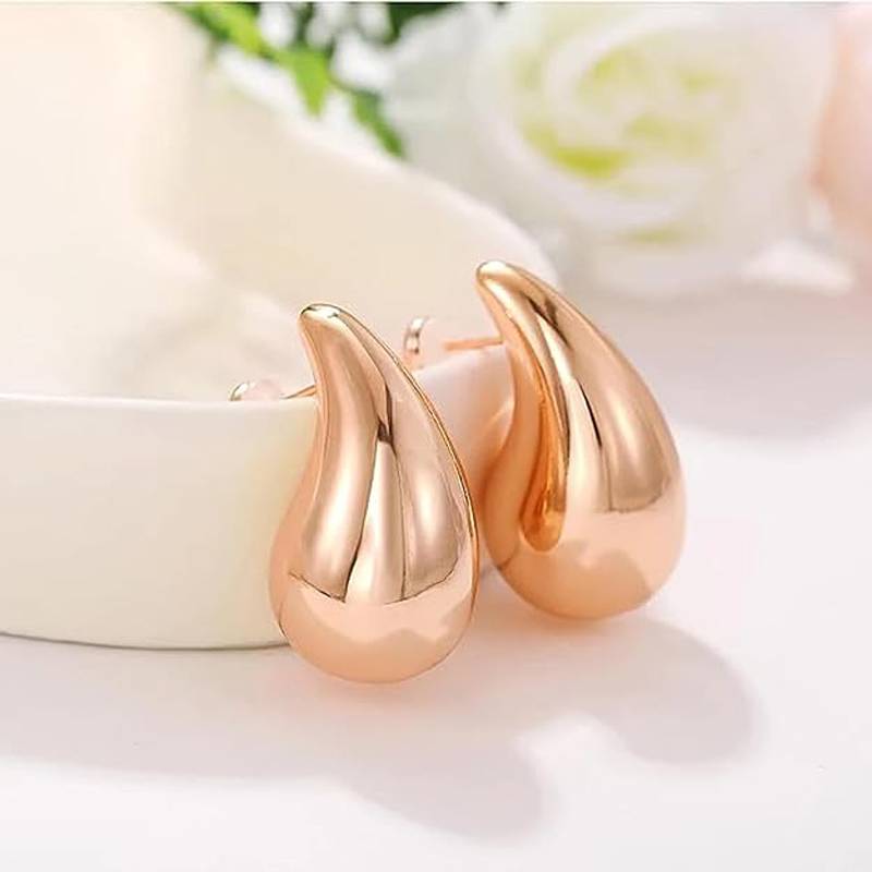 925 Pure Silver Rose Gold Tear Drop Stud Earrings | Small Cute Studs : TWP1142