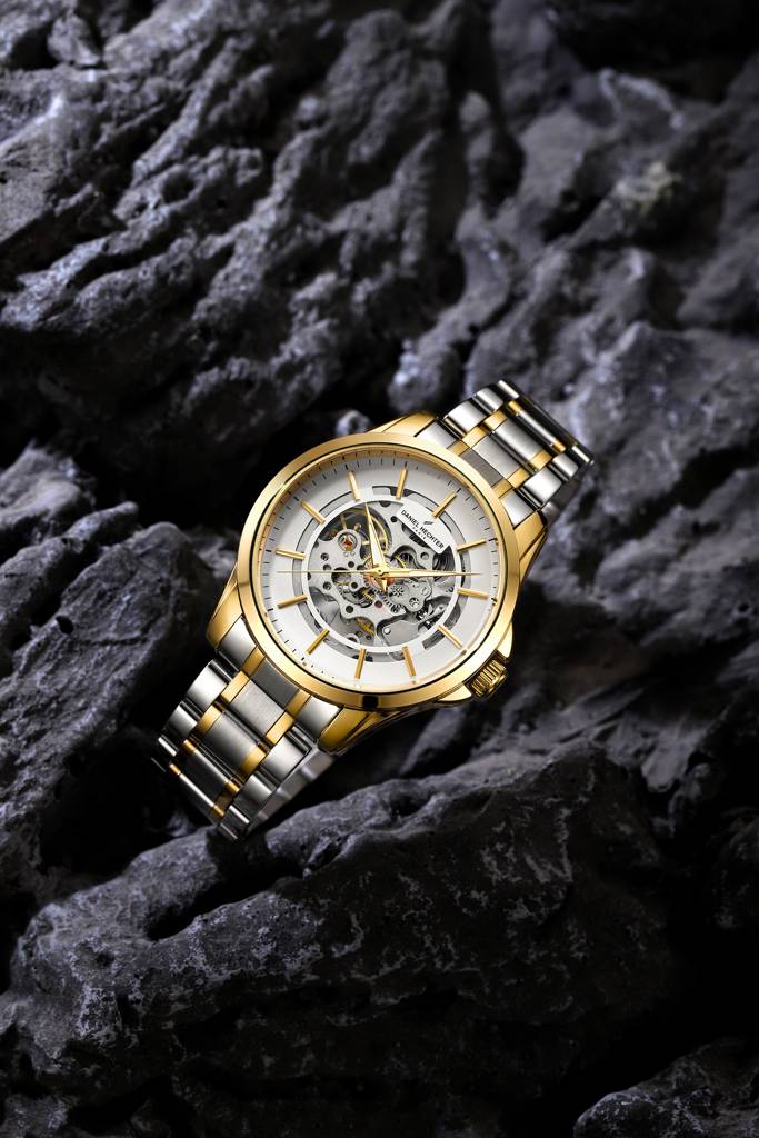 Paris Tech Collection Automatic Skeleton Wrist Watch For Men – Round Dial, Stainless Steel Strap, Mechanical Move : DHM1062-44