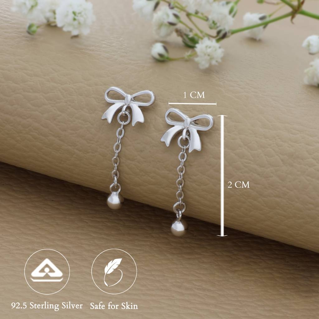 Bow Chain Silver Earring : ED-26
