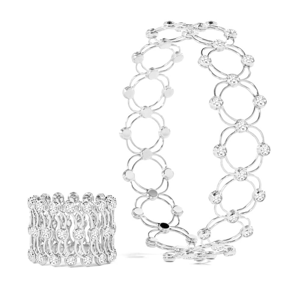 Cubic Zirconia Studded Fancy Bracelet Come Ring Jewellery For Women & Girls : PX8B106S
