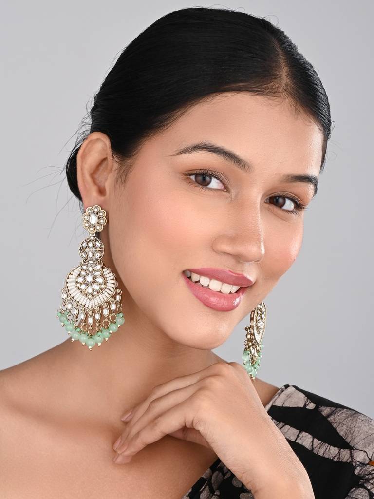 Gold Plated & Meenakari Chandbali : S24KCER336MNT
