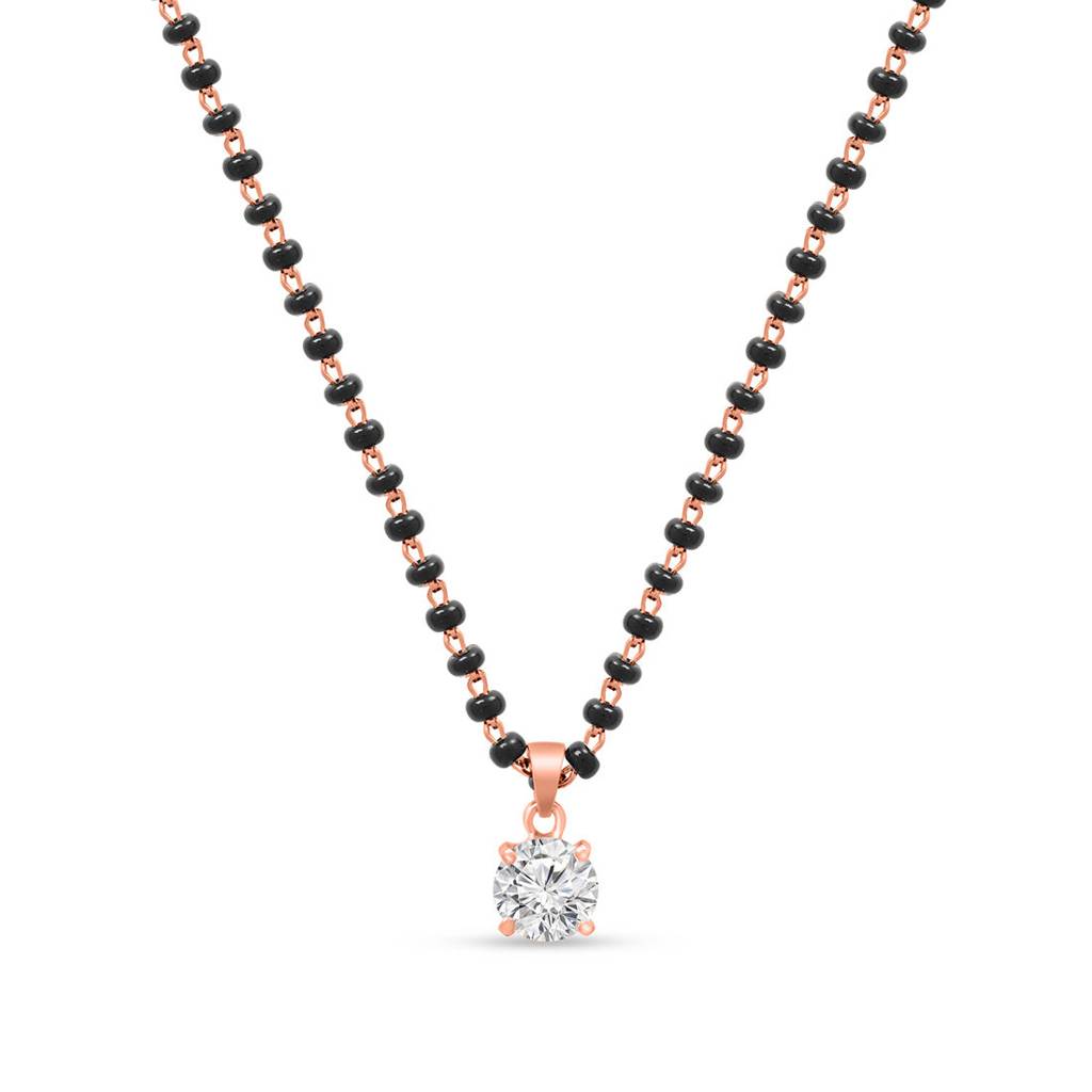 Solitaire Rose Gold Plated 925 Sterling Silver Mangalsutra : MGS-10091-C-RG
