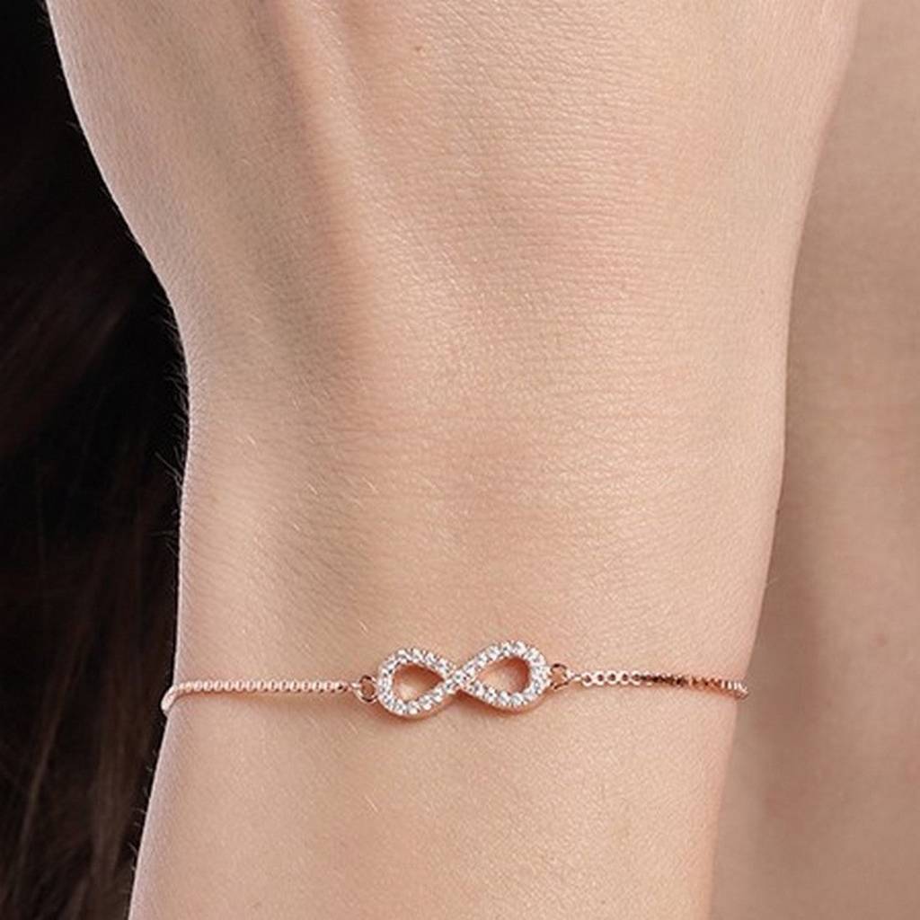 Rose Gold Minimal Infinity 925 Silver Bracelet : BR-80072