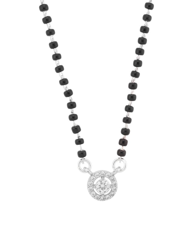 Elegant Mangalsutra Necklace With Cz Stone Pendant : MG-60007-R