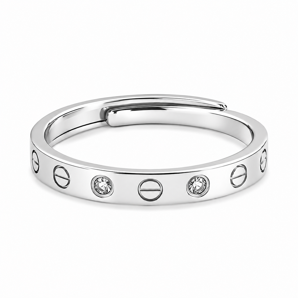 925 Silver Luxe Screw  Adjustable Band Ring : LR23395