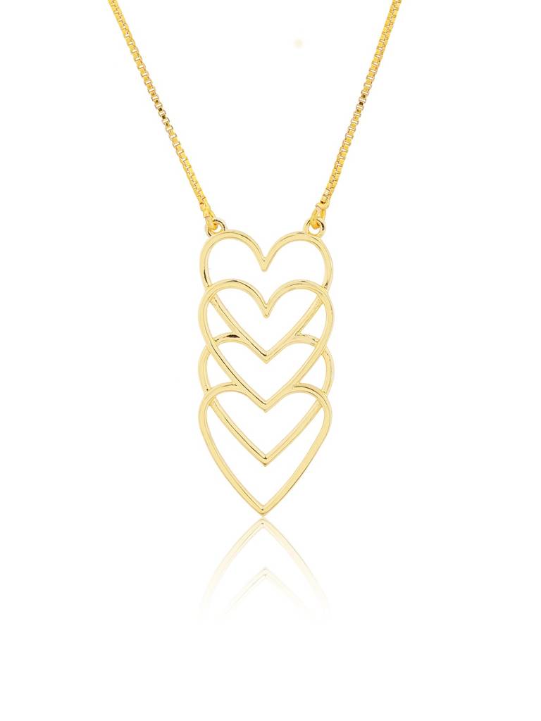 Valentine’S Day Golden Cascading Hearts Necklace : 8905124574906