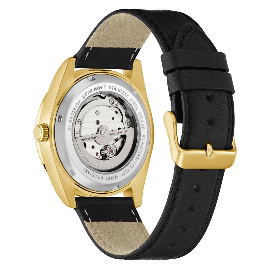 Guess Round 42Mm Black Dial Mechanical Automatic Men Watch - Gw0985G2 : GW0985G2