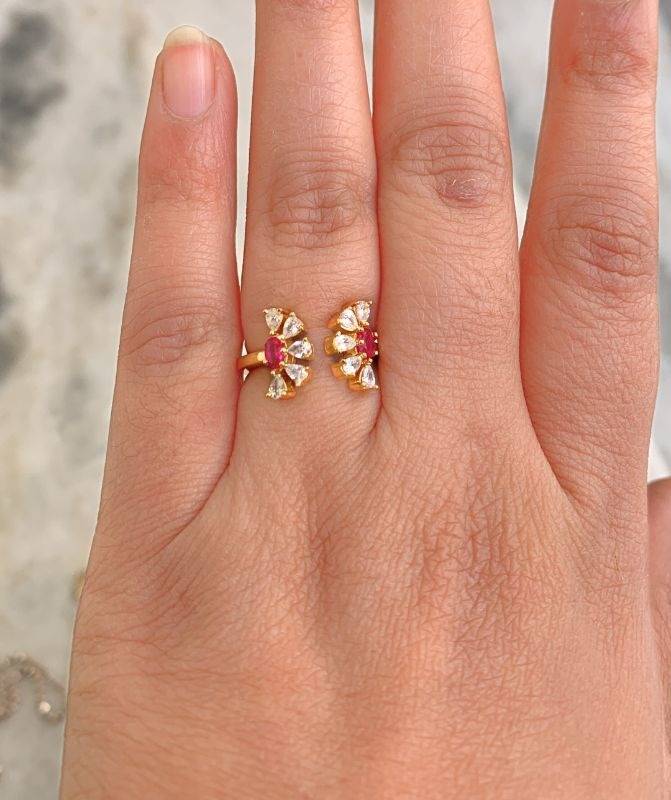 925 Pure Silver Adjustable Ring With Cz Stones| Flower Love : RG006