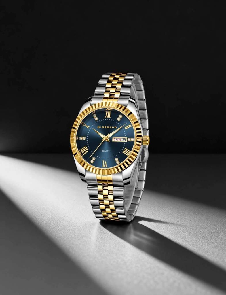 Giordano Analog Watch For Men - Dual-Tone Stainless Steel Strap, Crystal Indices And Fluted Bezel : GZ-50173-33