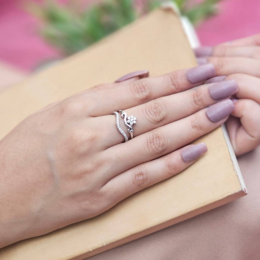 925 Silver Two Layer Queen Crown Ring : IS-RG-PL-1043