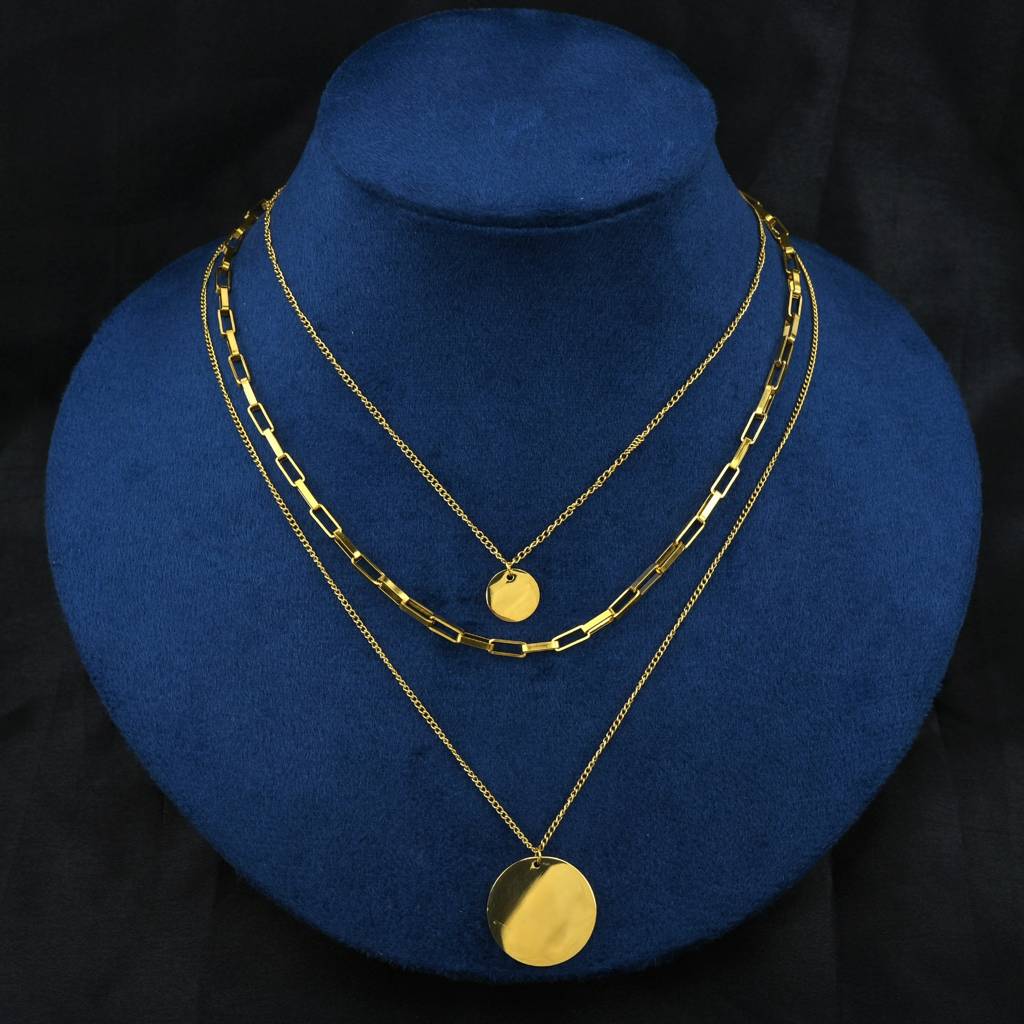 Anti-Tarnish Layered Luxe Gold Plated Necklace : NENECKGPNA18
