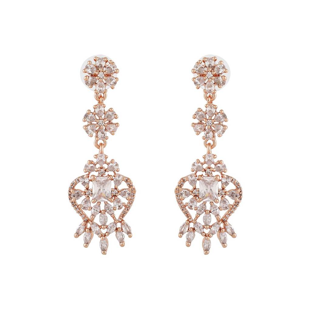 Estele Rose Gold Plated Cz Ravishing Drop Earrings For Women