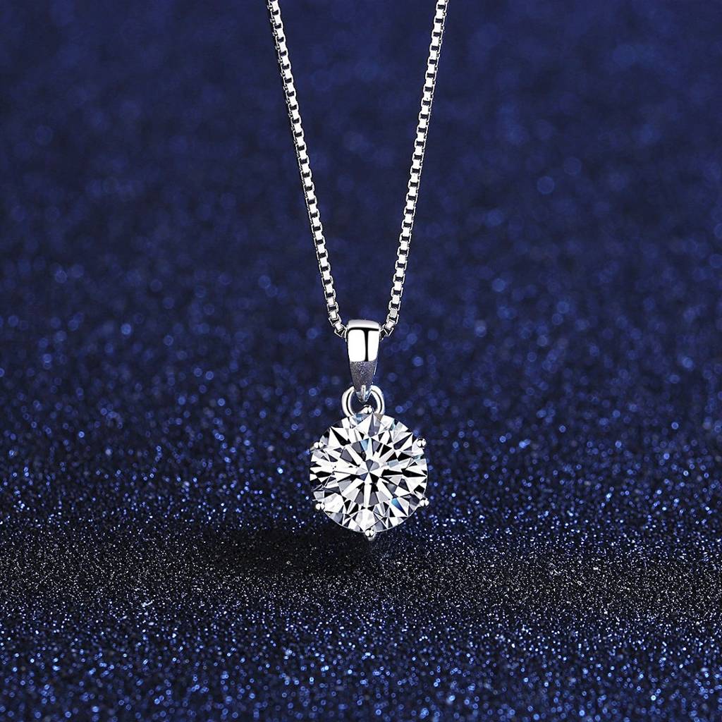 1 Ct Eternal Spark Sterling Silver Moissanite Pendant; Gra Certified; D Vvs1 : EternalSpark_1ct_MSN-011