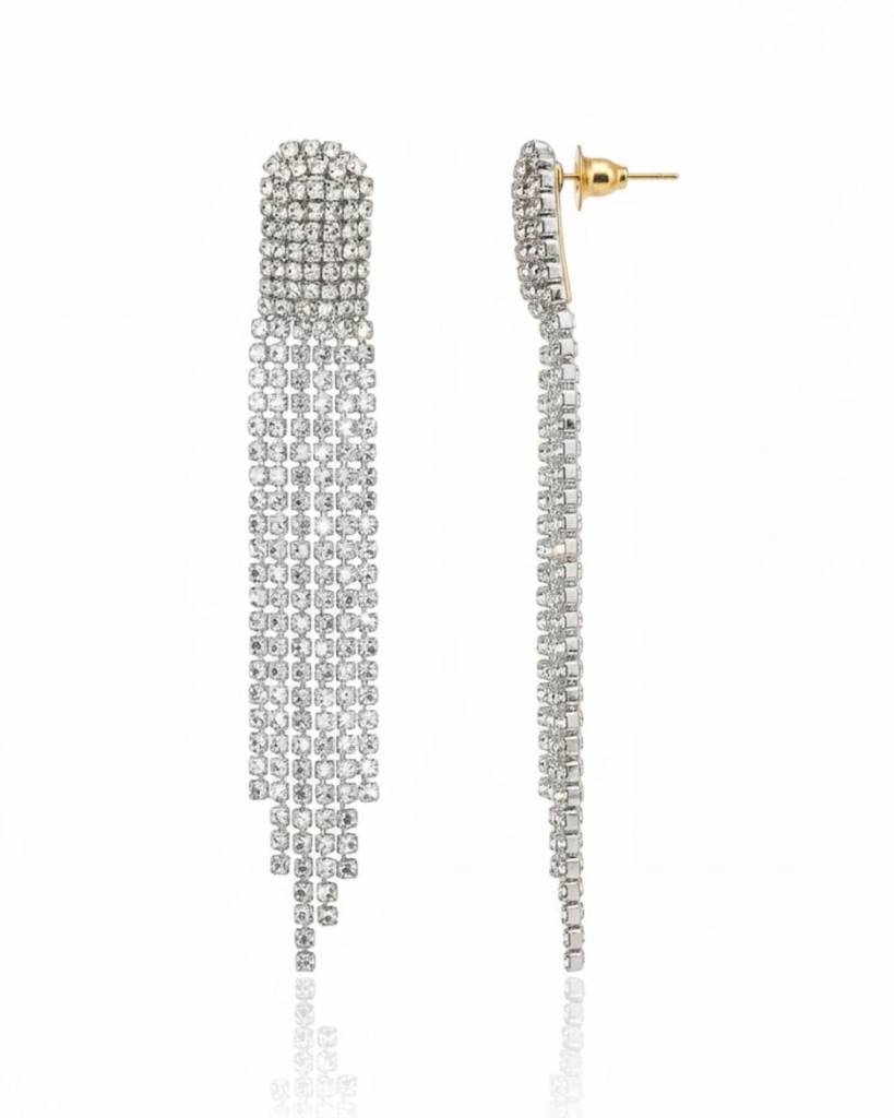 Silver Rhinestone Cocktail Danglers : SIIRI10