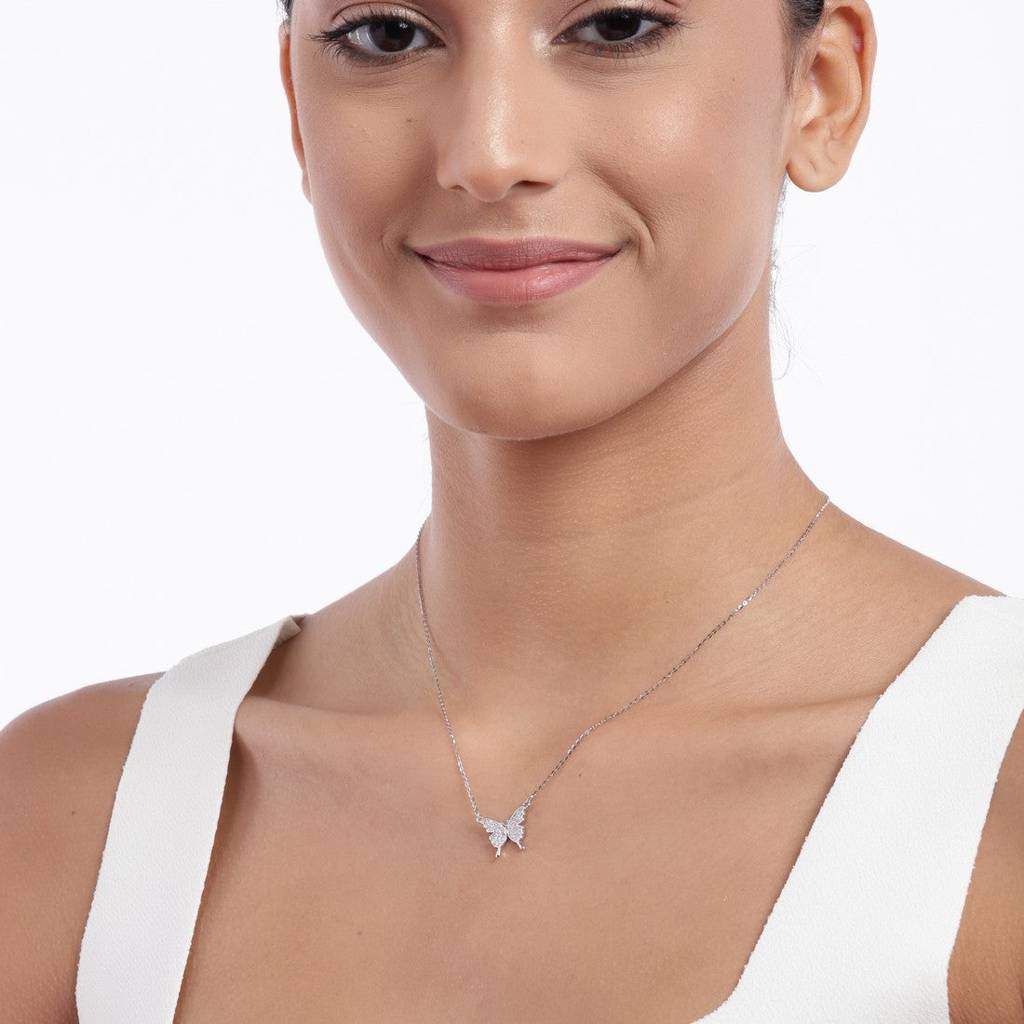 Butterfly Cz 925 Sterling Silver Necklace : NL-30103
