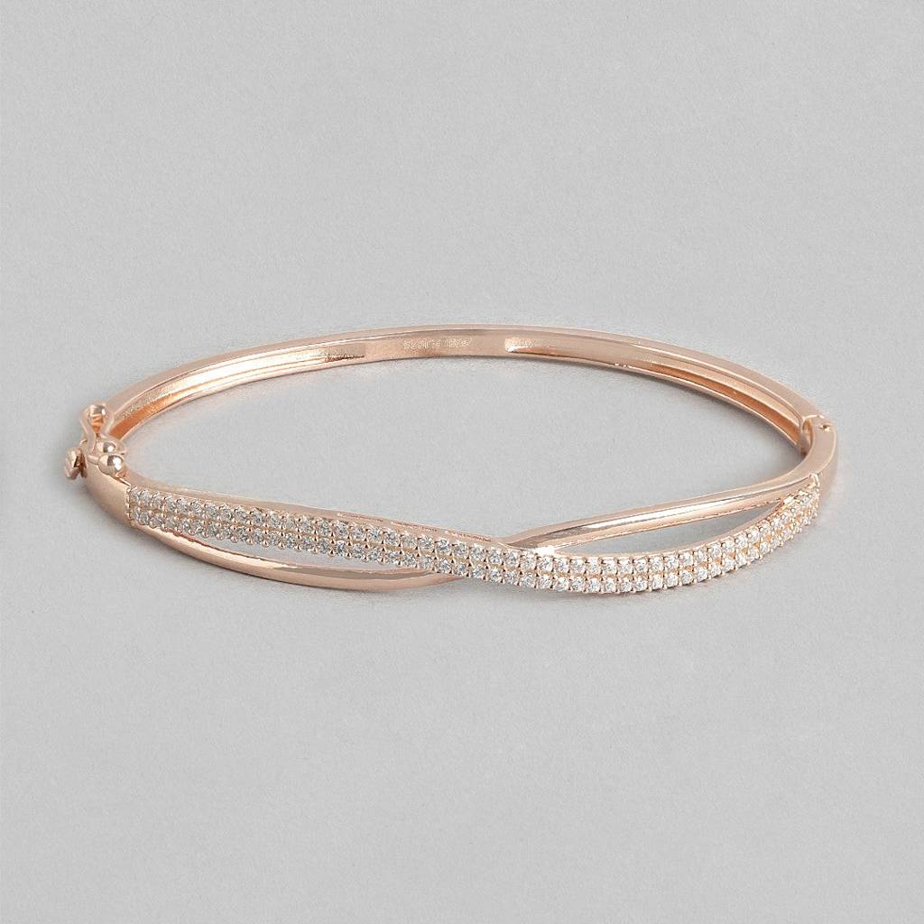 Radiant Rose Gold 925 Sterling Silver Bracelet With Cubic Zirconia : BR-80191