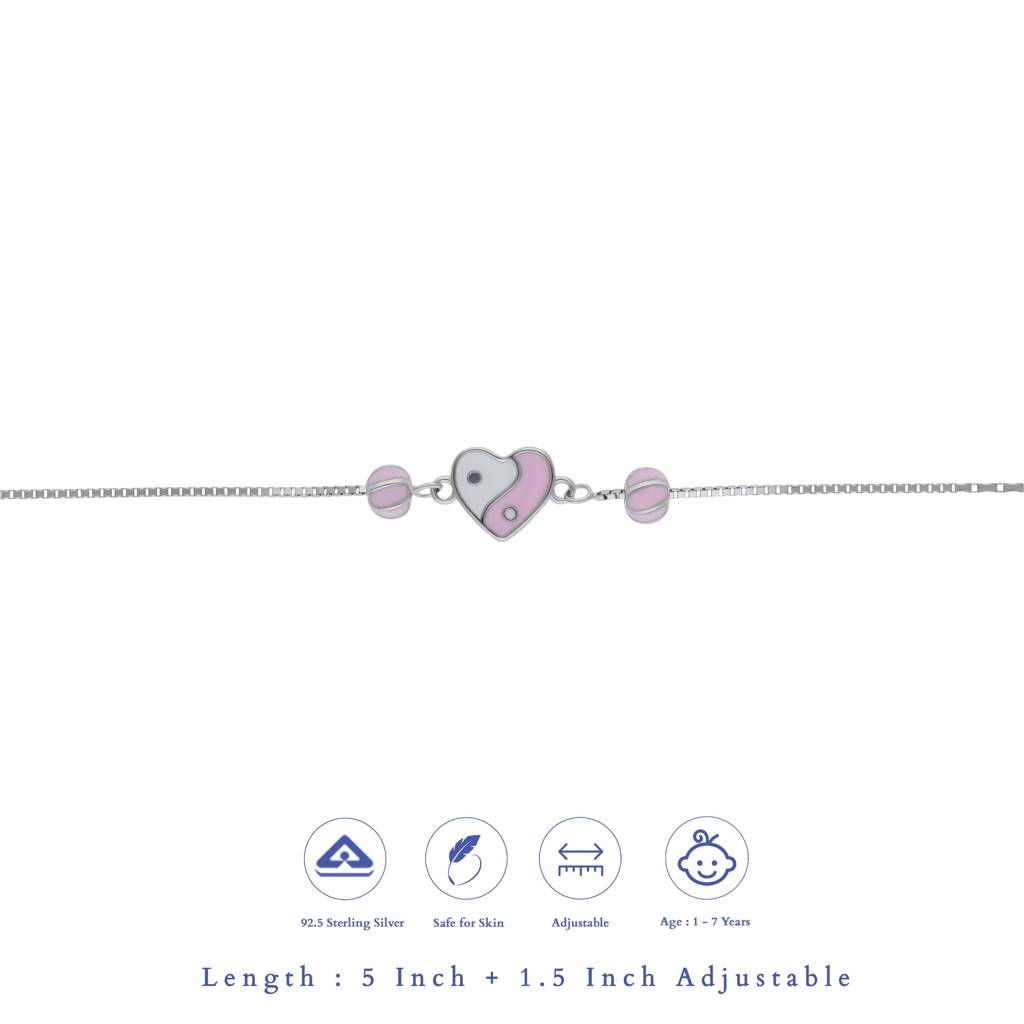 Rosy Promise Kid Silver Bracelet ( 1-7 Yrs) | 925 Hallmark | Adjustable : KB-BR-RH-U-113-S
