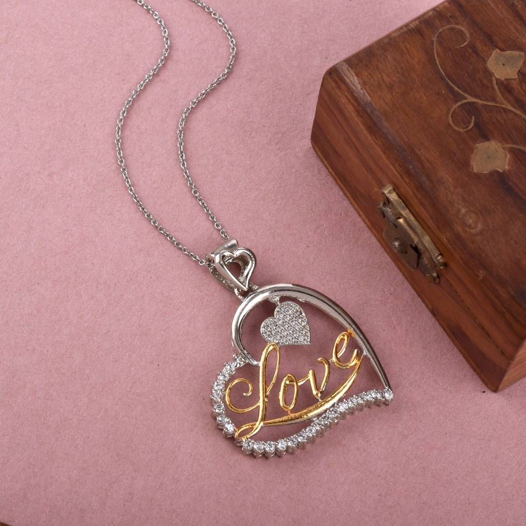 Endless Love Silver Gold Diamond Pendant : SIPENGJCZ30