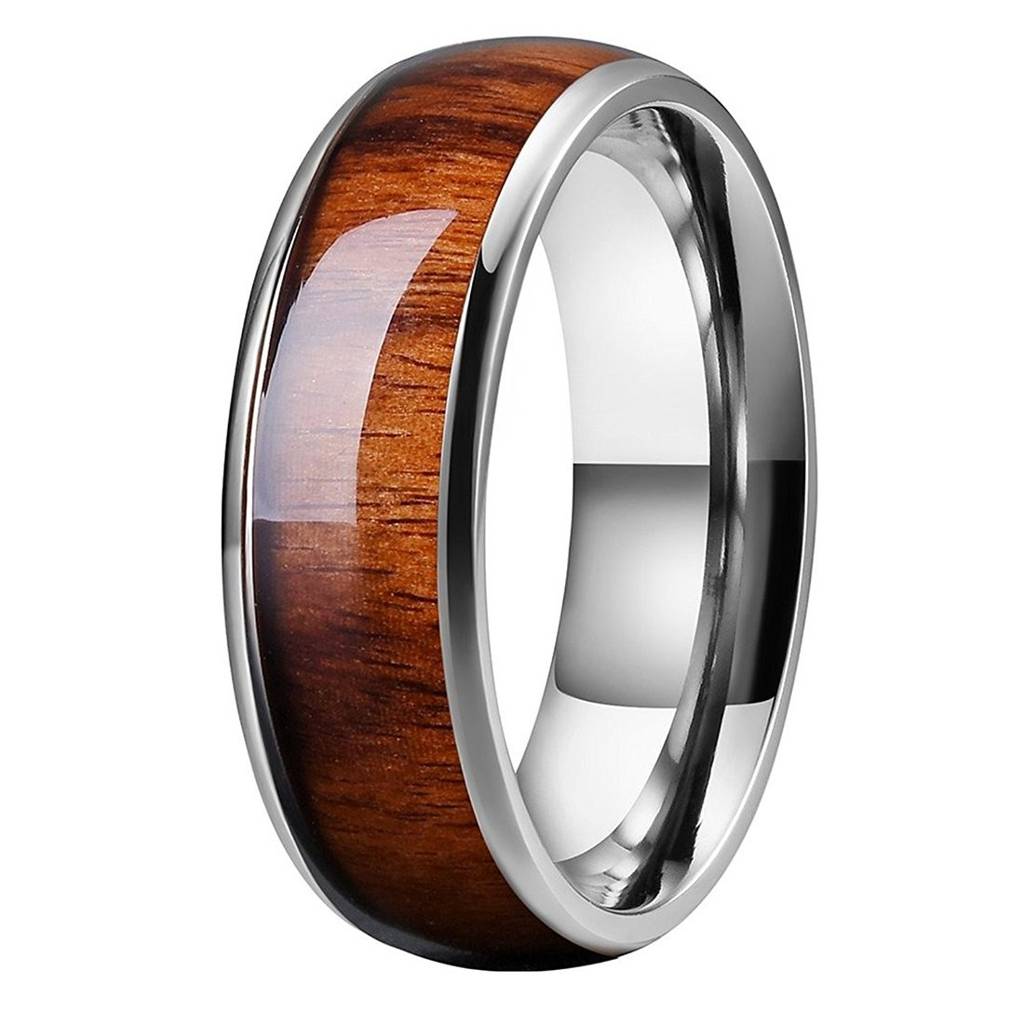 8Mm Santos Rosewood Wood Titanium Band For Men Engagement Ring : PX8R05-9