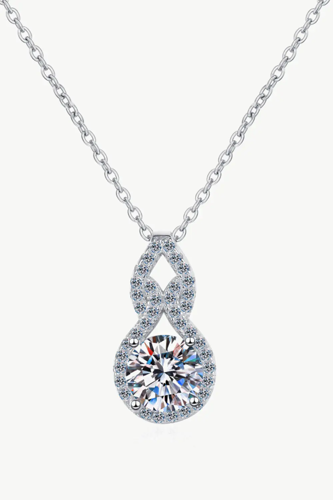 1 Ct Infinity Spark Silver Moissanite Pendant : HaloPendant_1ct