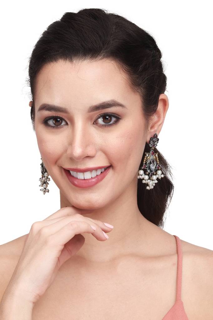 Dual Tone Drop Earring : F23MHER032SLV