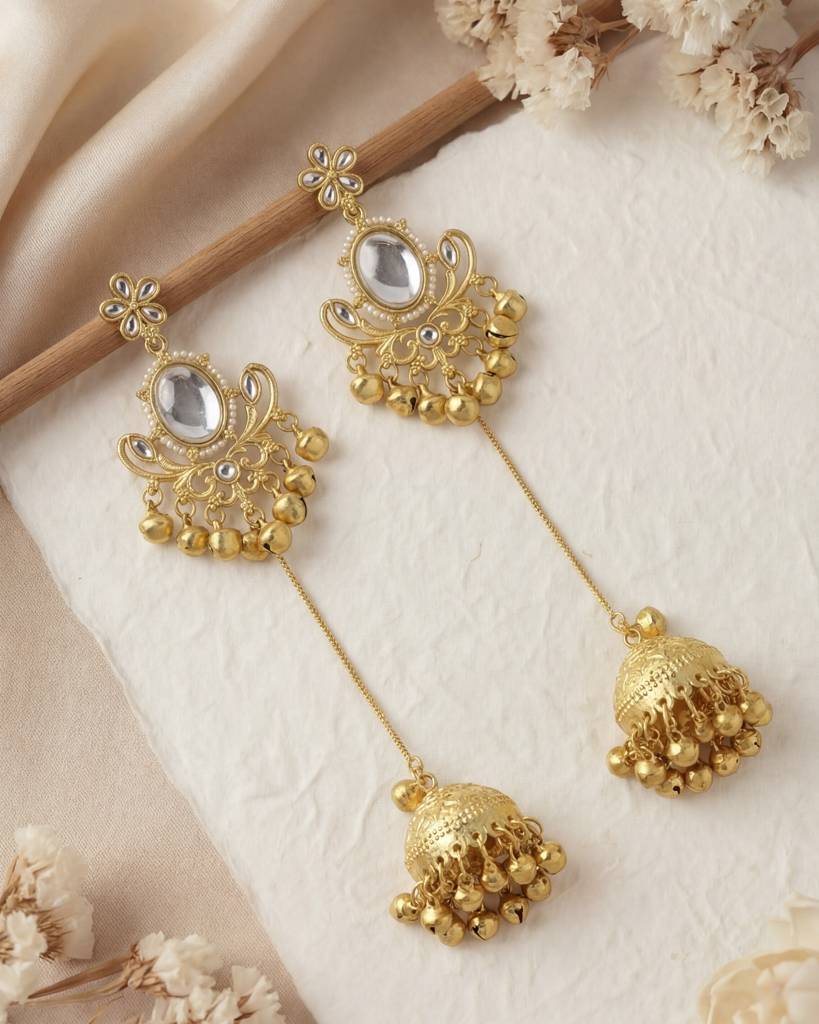 Gold Plated Brass Kashmiri Jhumka Earrings For - Women : KS202