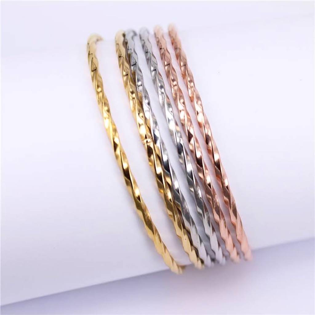 Silver Gold & Rose Gold Plated Metal Bangles Bracelet Fancy Gift For Women & Girls (2.6 Inch, 6 Pcs.) : PX8B72