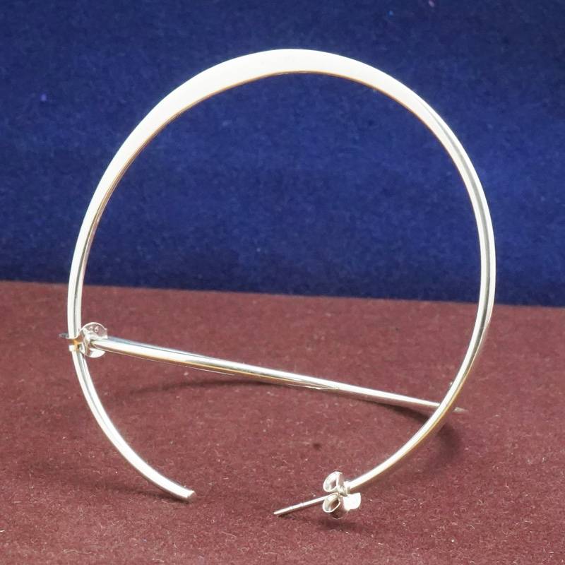 925 Pure Silver Circular Half Hoop Earrings | Silver Semicircle Earrings : TWP1168