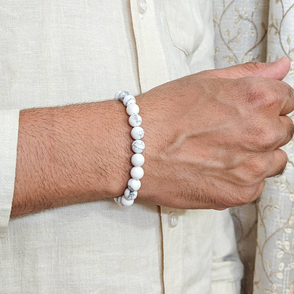Natural Howlite Stone Bracelet : IS-BR-ST-1127