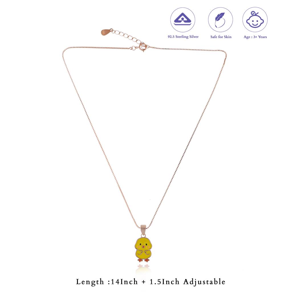 Sunny Duckie Rose Gold Polish 925 Silver Kids Chain Pendant (3+ Years) : KPT-1