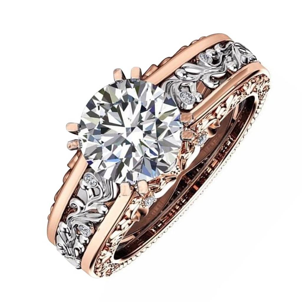 Nature Inspired Diamond Cut Cz Solitaire Ring For Women Girls : PX8R54-7