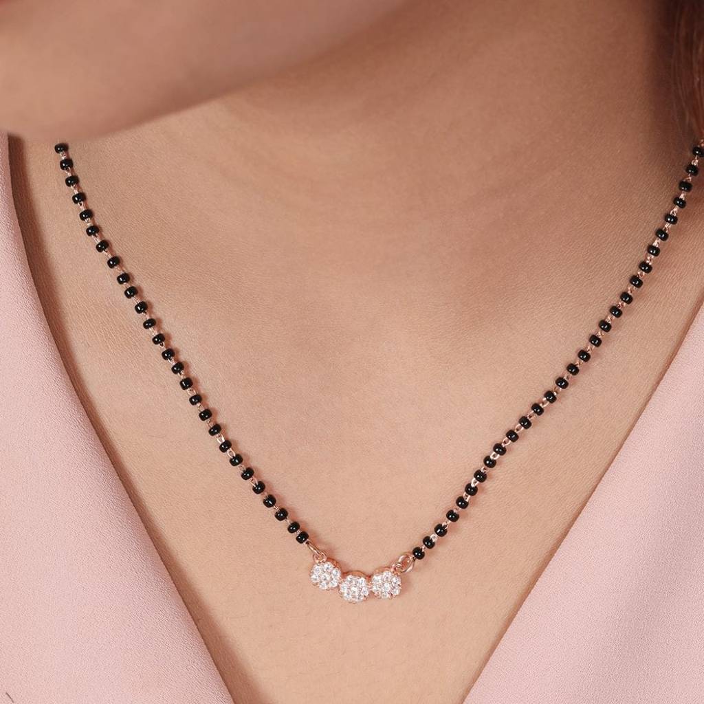 Blooming Elegance Rose Gold Plated 925 Sterling Silver Mangalsutra : MGS-10074-C-RG