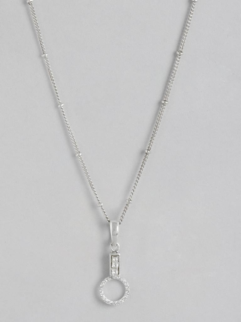 92.5 Silver Round Zircon Necklace : U100SG005MY048