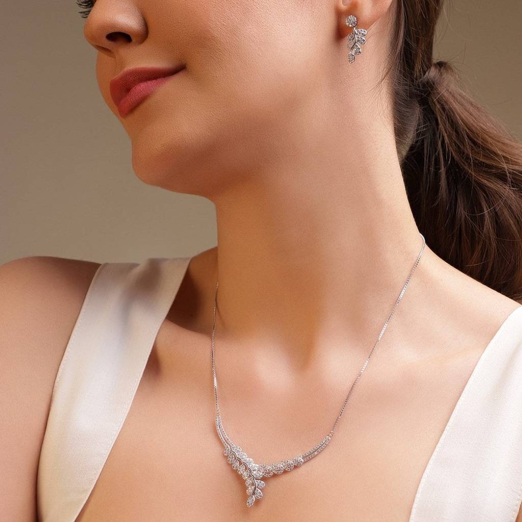 Leaf-Droplet 925 Silver Jewellery Set : JS-70041