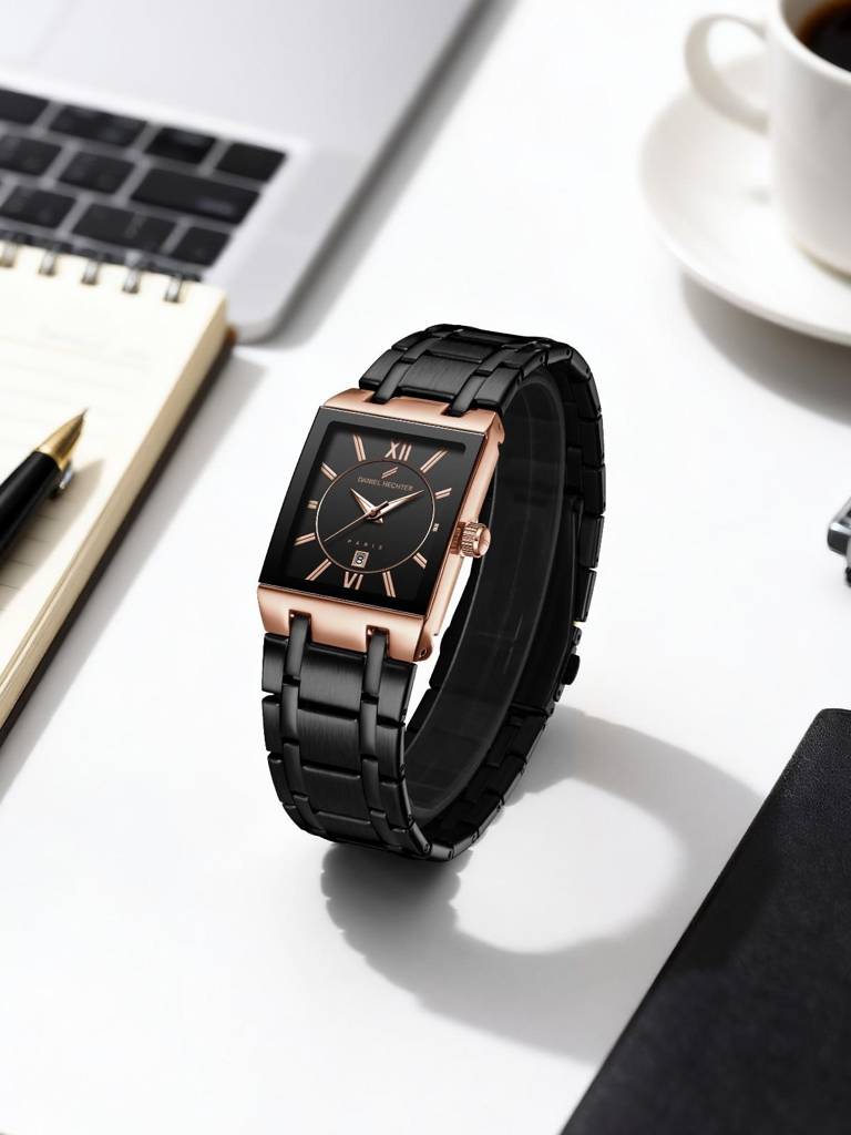 Daniel Hechter Paris Gallieni Collection Vintage Analog Watch For Men - Rectangular Dial With Roman Numerals, Dat : DHM1029-22