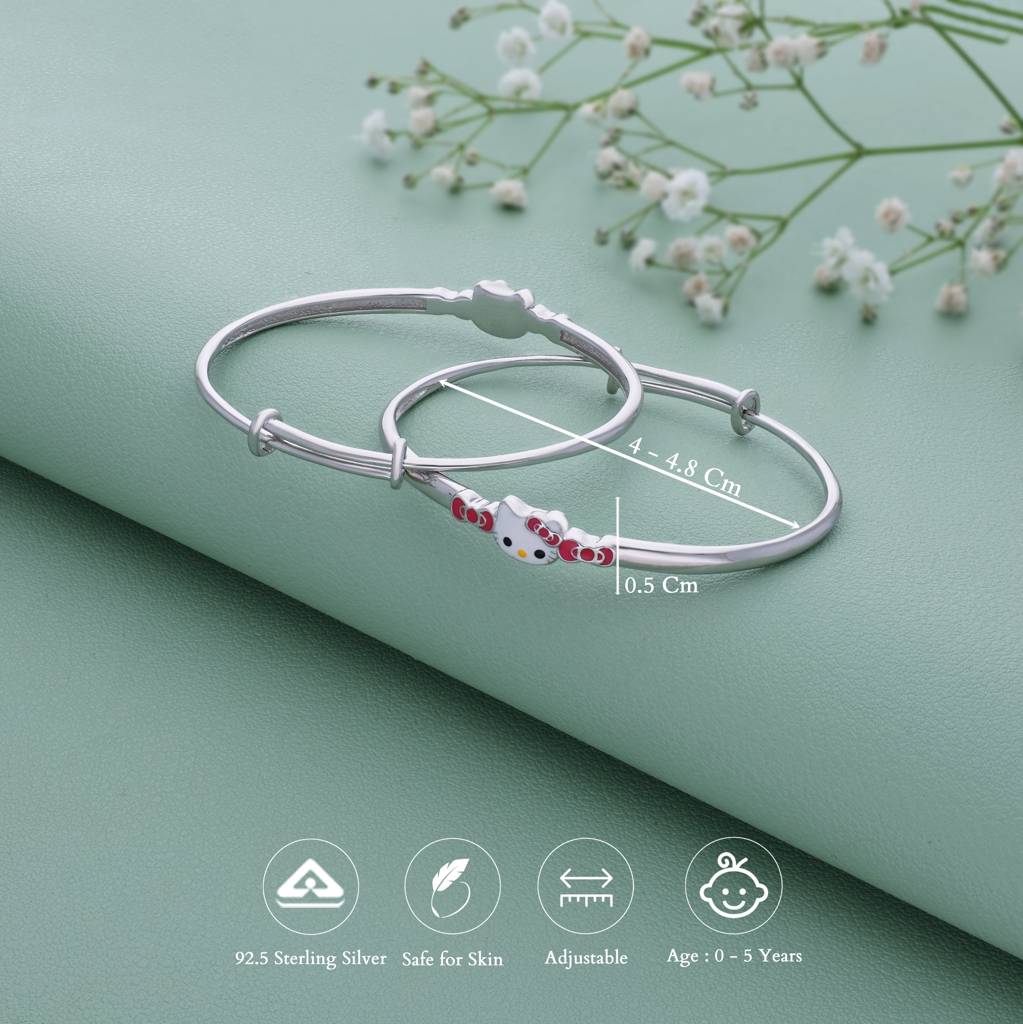 Bow Hellokitty Silver Kid Bangle(0 - 5Yr) : KB-7