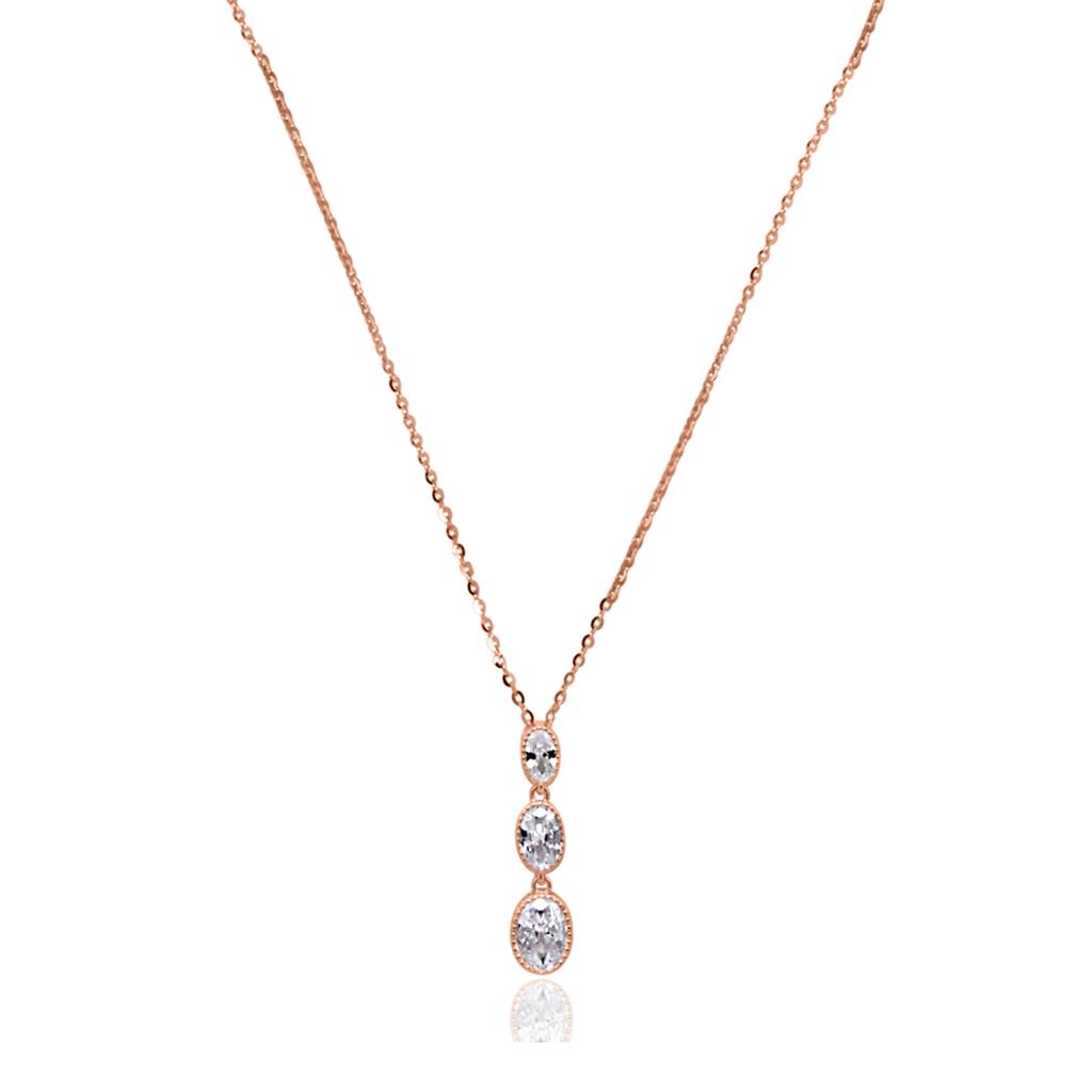 925 Pure Silver Zircon Studded Rose Gold Chain Pendant-Cp1059 : CP1059