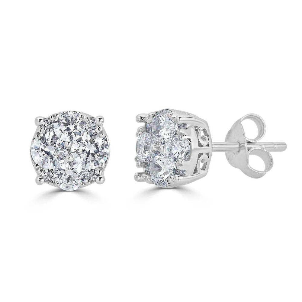 0.5 - 1 Ct Stellar Moissanite Cluster Stud - Single Piece For Men : Snowflake_earring_1ct_Men_FBA
