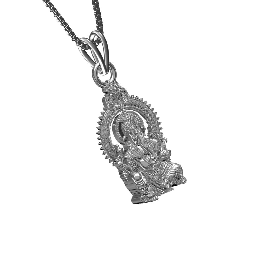 Silver Shree Ganesha Sitting Pendant : ZLGDP-1033