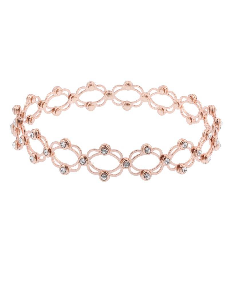 Delicate Adjustable Rose Gold Bracelet With White Stones : BR-20014-RG
