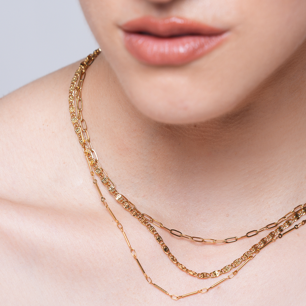 Triple Layer Retro Design Elegant Pin Chain : CAO0096JND