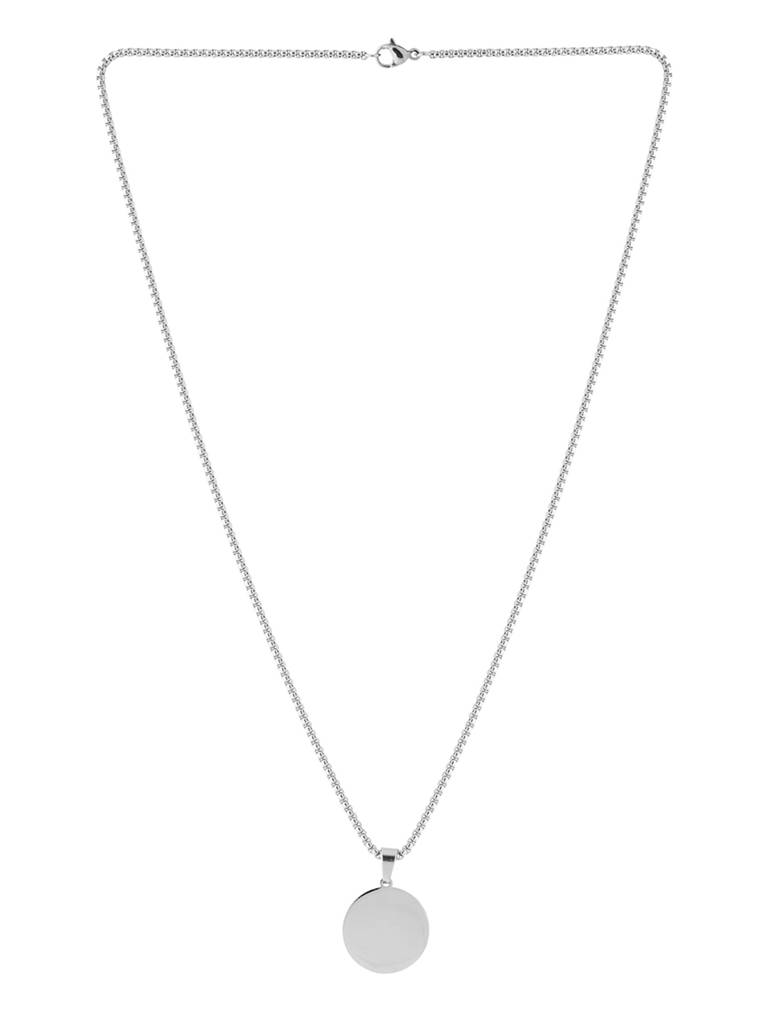 Signature Lunar Disc Silver Pendant Necklace For Men : 8905124576108