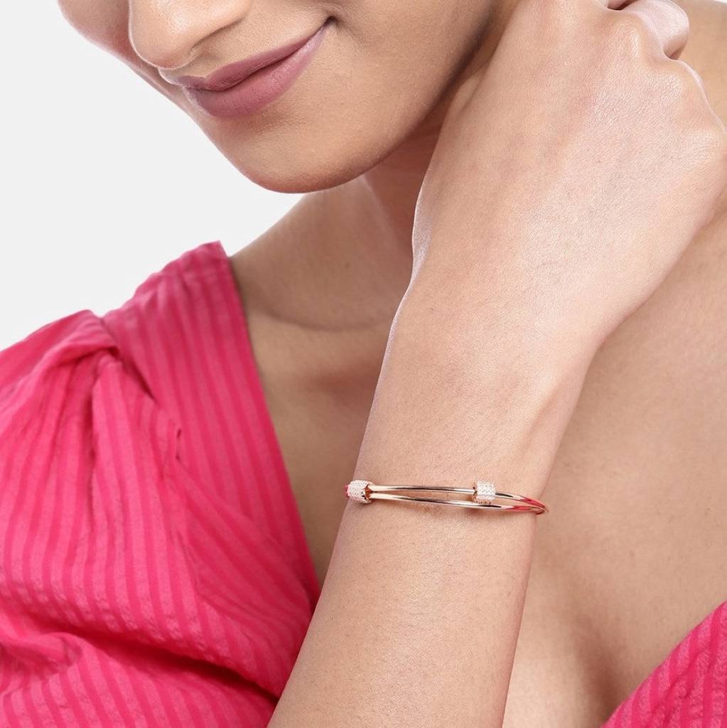 Rose Gold Radiance 925 Sterling Silver Bracelet With Cubic Zirconia : BR-80236-RG