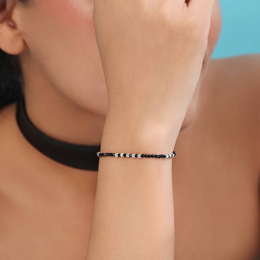 Mystic Beads Rhodium Plated 925 Sterling Silver Bracelet : BR-80442-R