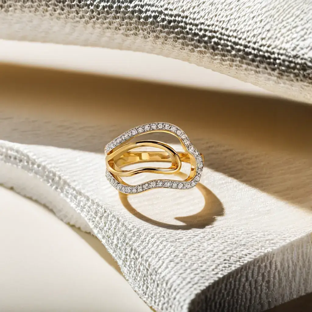 Abstract Curves - Lab Diamond Cocktail Ring : LLRG0150