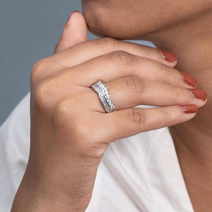 Sliver- Tone Crown Curve Anti-Tarnish Ring : HSPS60MB0964
