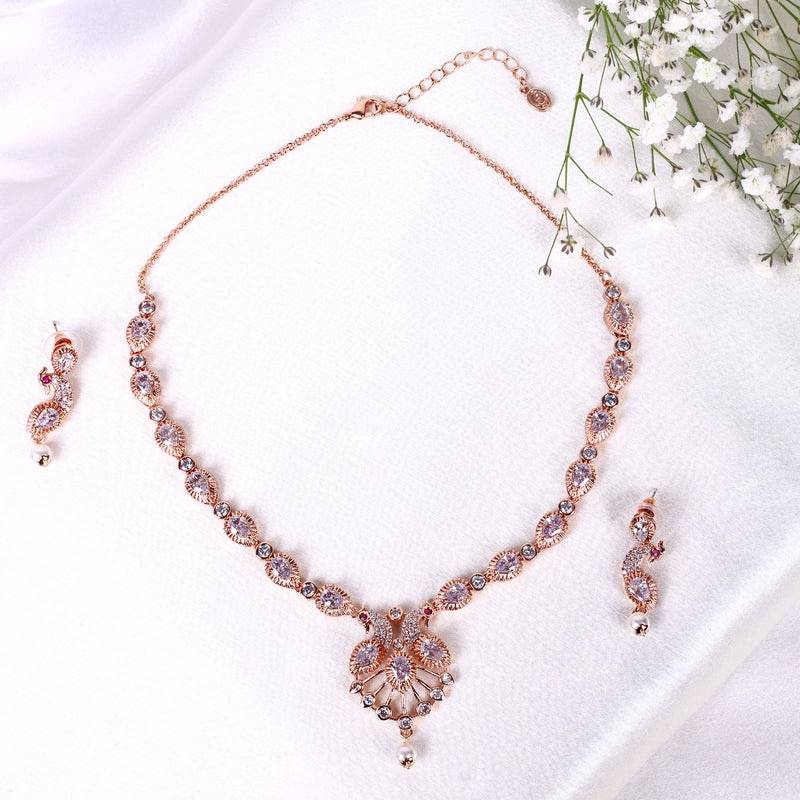 Morbagh Party Wear Dazzling Cz Necklace Set : AD-910-RGWENKER