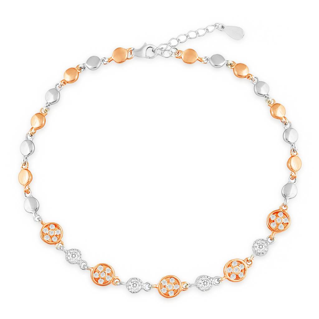 When Silver Met Rose Dual Plated Anklet : ANK-60434-ONE-RRG