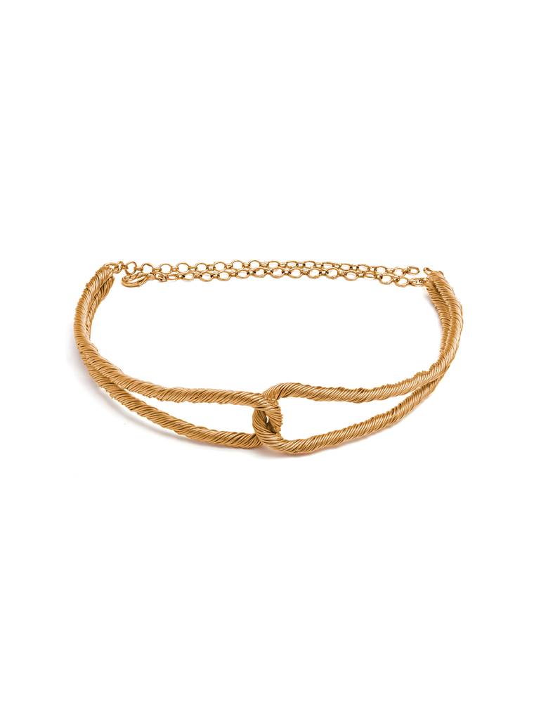 Golden Threaded Interlocked Choker : Z03EA