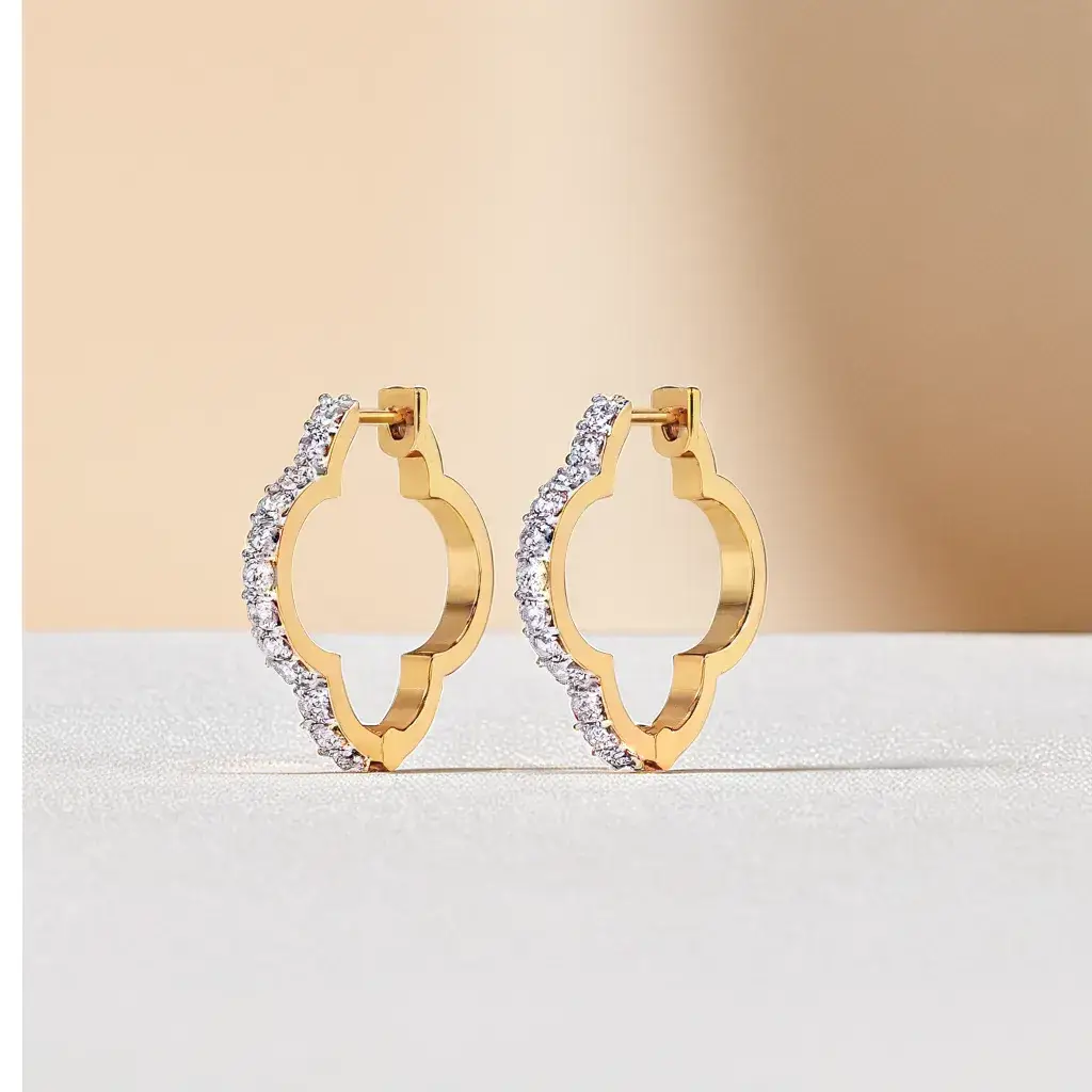 Lucky Clover Huggies - Lab Diamond Earrings : LLER0145